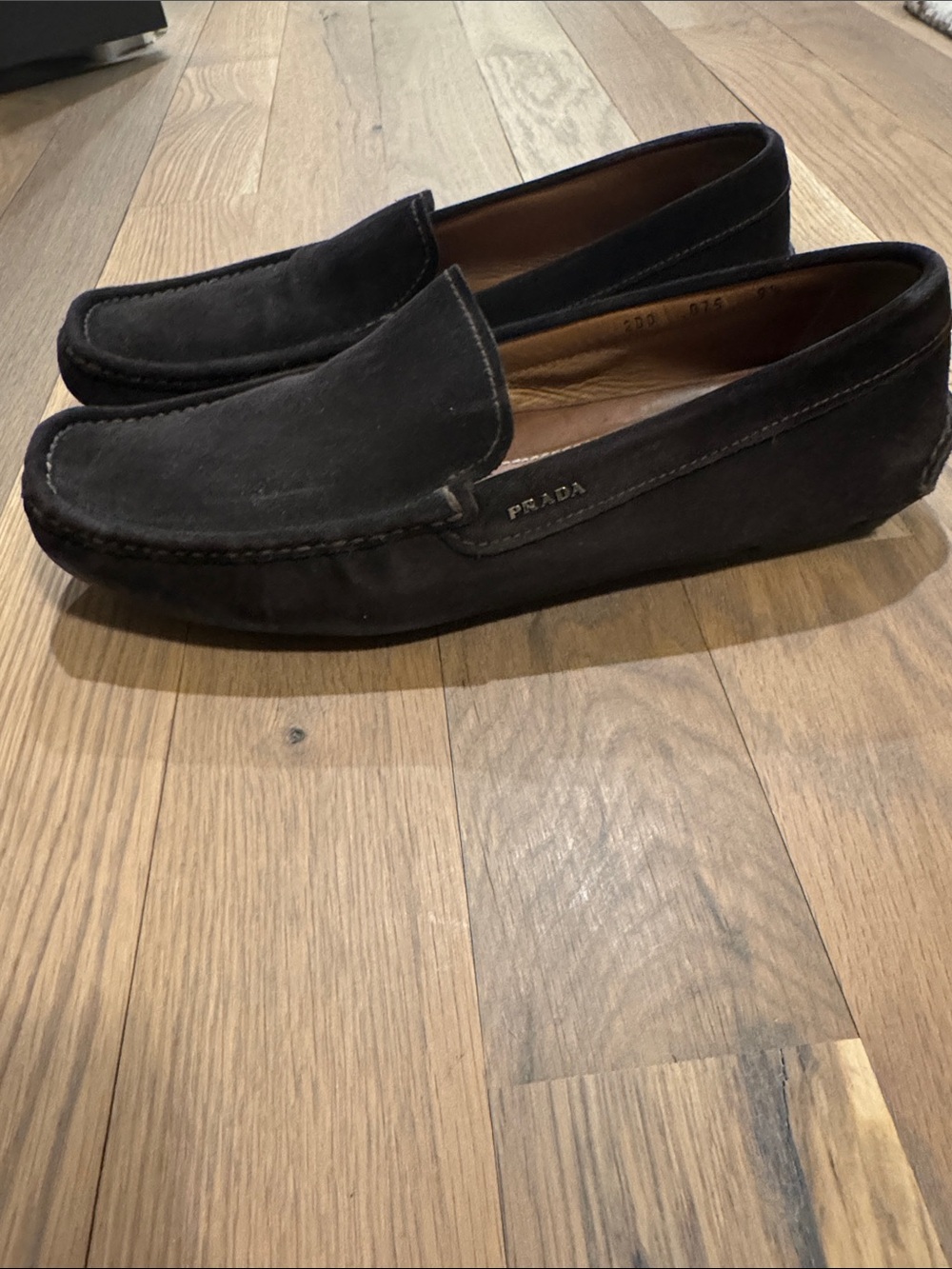 Prada Dark Brown Suede Moccasin Slip-Ons - Picture 4 of 11